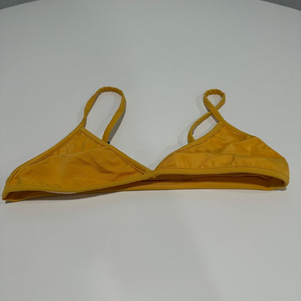 Coulbourne Mustard Yellow Triangle Bikini Top Small Adjustable Straps Solid